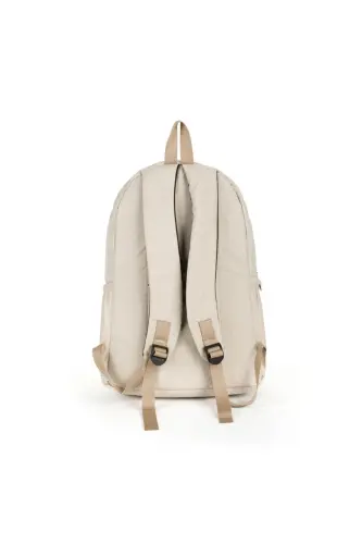 Unisex Krinkıl Su Geçirmez Kumaş Büyük Boy Çok Gözlü Okul ve Seyahat Sırt Çantası cty-lbn-101-Krem - 4