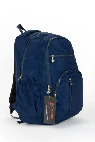 Unisex Krinkıl Su Geçirmez Kumaş Büyük Boy Çok Gözlü Okul ve Seyahat Sırt Çantası cty-lbn-101 - Lacivert - 1