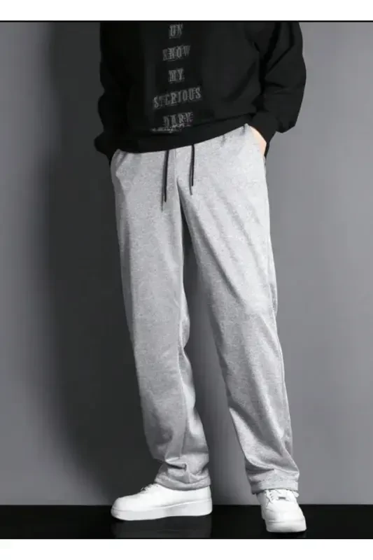 Unisex Kulrang Baggy Kesimli To'g'ri Oyoqli Sport Shimlar-Kulrang - 2