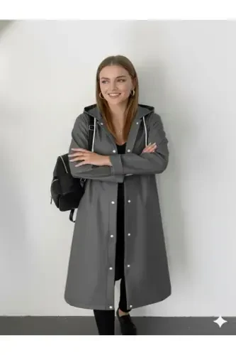 Unisex kulrang Eva matodan suv va shamol o'tkazmaydigan yomg'ir palto - İMEXTECH (1)