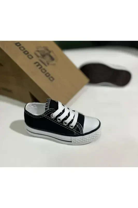 Unisex Kundalik Zig'ir Qulay Qora Chaqaloq Sport Poyabzali - Qora - YMN AYAKKABI