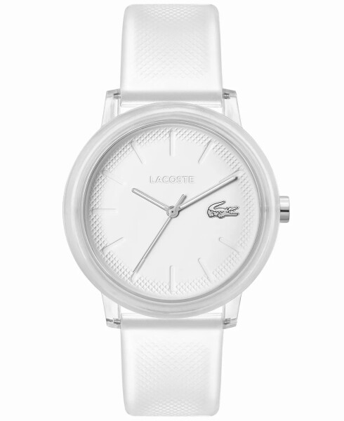 Unisex L.12.12 Kuvars Beyaz Yarı Şeffaf Silikon Kayışlı Saat 42mm Beyaz - 1