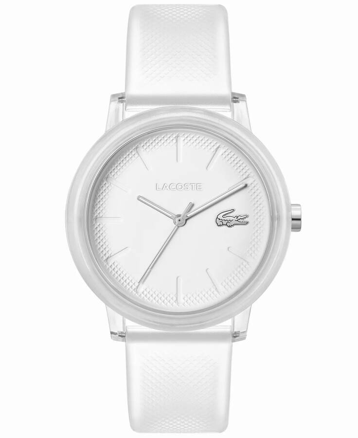 Unisex L.12.12 Kuvars Beyaz Yarı Şeffaf Silikon Kayışlı Saat 42mm Beyaz - 1