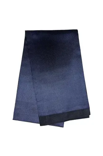 Unisex Lacivert Çizgi Desenli Saten Ince Kaşmir Dokulu Sıcak Tutan Yumuşak Kışlık Atkı-hediyelik-MAVİ - BIES (1)