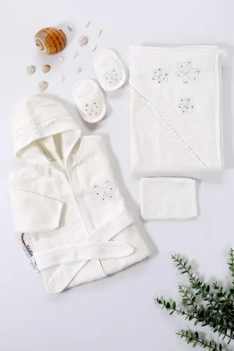 Unisex Luxury Baby Bathrobe Set Towel Set 100% Cotton Fabric 0-2 Years STL6527 - SITILIN (1)
