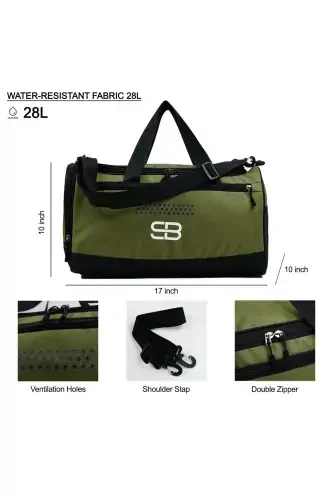 Unisex Mid-Sized Sports Fitness And Travel Bag With Shoe Compartment In Khaki - 5