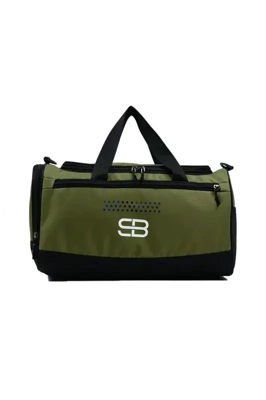 Unisex Mid-Sized Sports Fitness And Travel Bag With Shoe Compartment In Khaki - 7