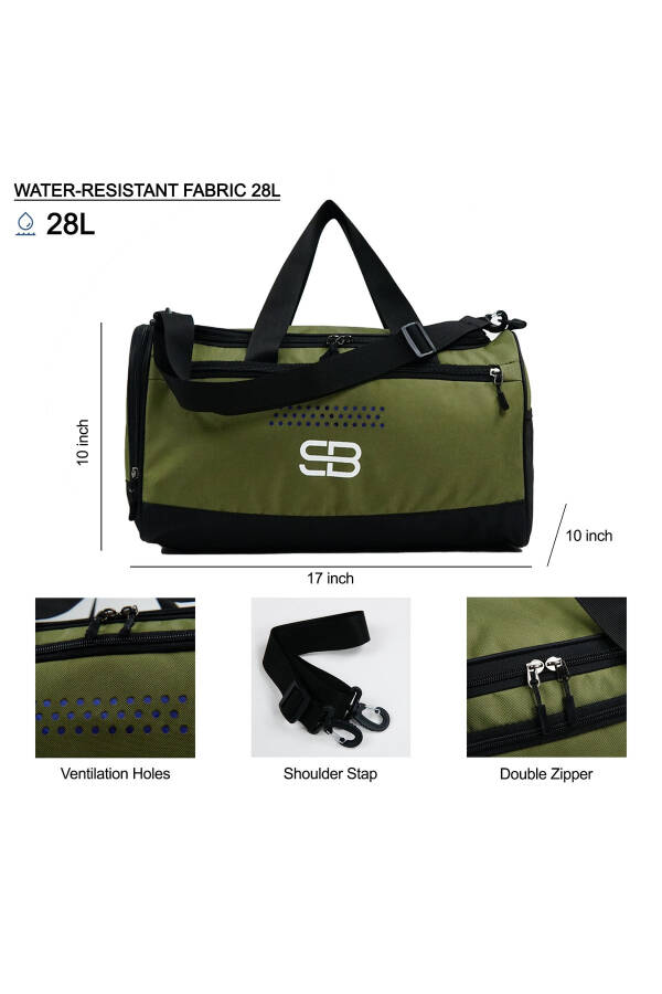 Unisex Mid-Sized Sports Fitness And Travel Bag With Shoe Compartment In Khaki - 3