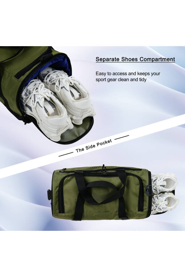 Unisex Mid-Sized Sports Fitness And Travel Bag With Shoe Compartment In Khaki - 4