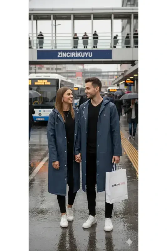Unisex Navy Blue Eva Fabric Waterproof Windproof Raincoat - 4