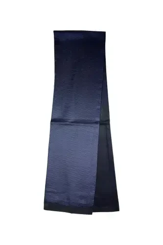 Unisex Navy Blue Striped Patterned Satin Fine Cashmere Textured Warm Soft Winter Scarf-Gift-BLUE - 4