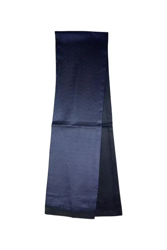 Unisex Navy Blue Striped Patterned Satin Fine Cashmere Textured Warm Soft Winter Scarf-Gift-BLUE - 4