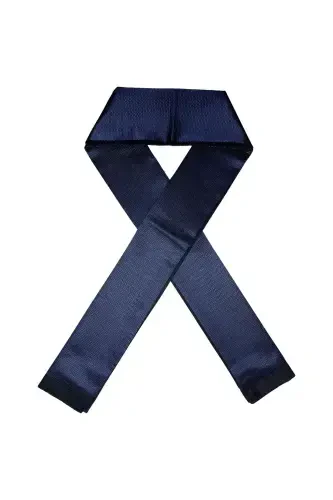 Unisex Navy Blue Striped Patterned Satin Fine Cashmere Textured Warm Soft Winter Scarf-Gift-BLUE - 5