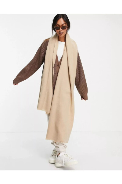 Unisex oddiy qalin yumshoq bej sharf - WEARFLAWLESS