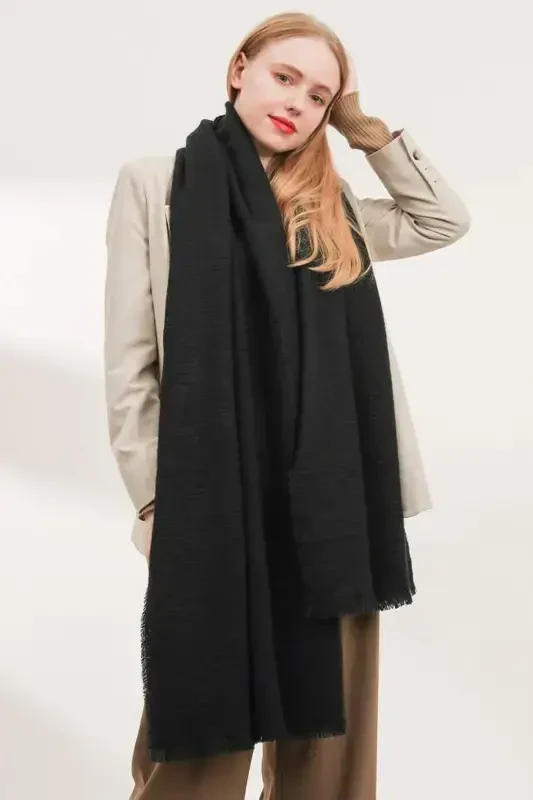 Unisex oddiy qora qalin sharf - GOLDMINE