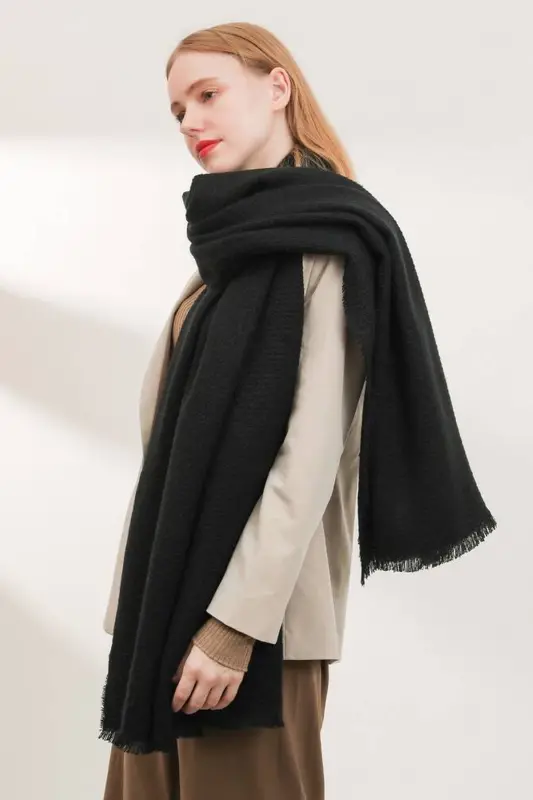 Unisex oddiy qora qalin sharf - 2