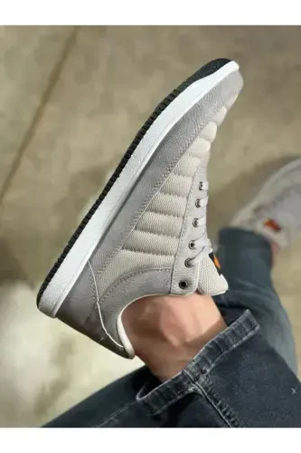 Unisex Oq Kundalik Qulay Sport Poyabzali Sneaker Oq-Kulrang - 2