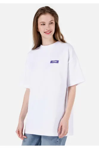 Unisex Oq Lilseb Shiori Bo'yinli Futbolka - 1