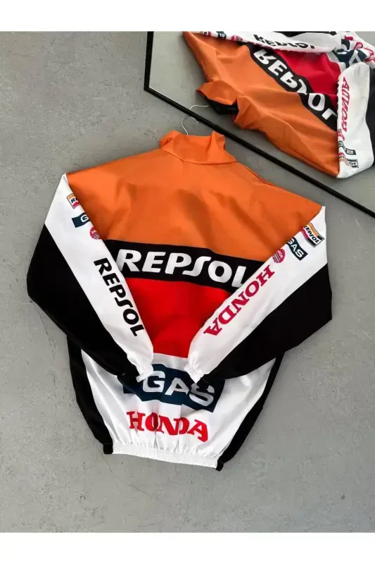 Unisex Orange Rpsl Digital Design Printed Zippered Raincoat & Windbreaker-Orange - 3