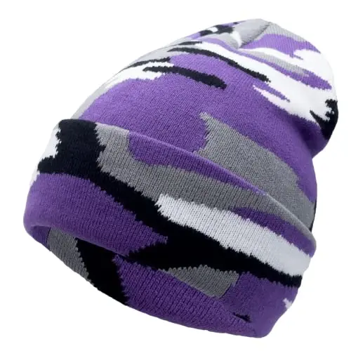 Unisex Knit Soft Warm Cuffed Beanie Hat Winter Camo Hats for Men Women - 1