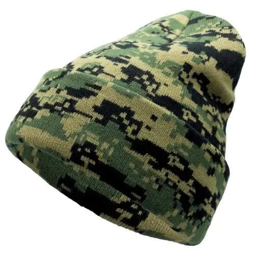 Unisex Knit Soft Warm Cuffed Beanie Hat Winter Camo Hats for Men Women - 1