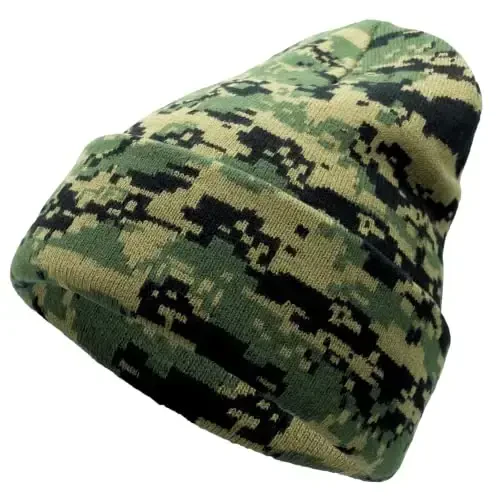 Unisex Knit Soft Warm Cuffed Beanie Hat Winter Camo Hats for Men Women 