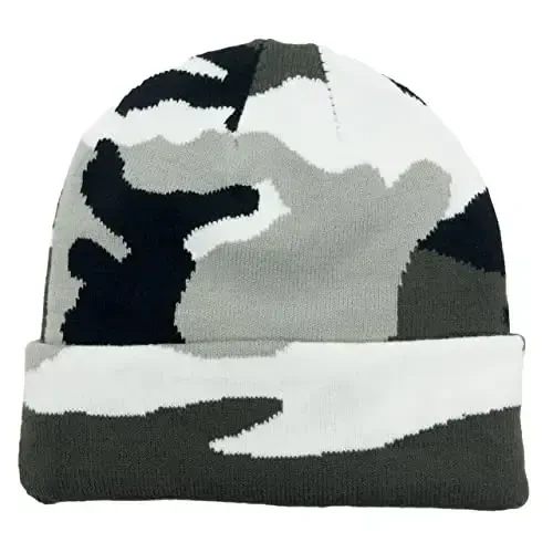 Unisex Knit Soft Warm Cuffed Beanie Hat Winter Camo Hats for Men Women - 3