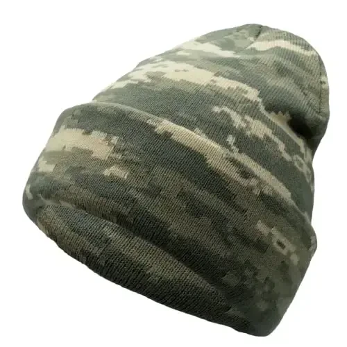 Unisex Knit Soft Warm Cuffed Beanie Hat Winter Camo Hats for Men Women 
