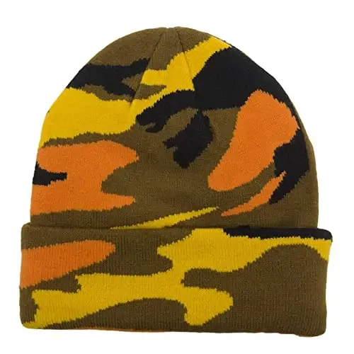 Unisex Knit Soft Warm Cuffed Beanie Hat Winter Camo Hats for Men Women - 3