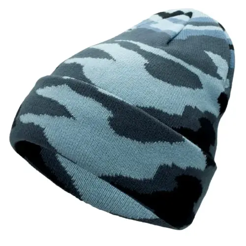 Unisex Knit Soft Warm Cuffed Beanie Hat Winter Camo Hats for Men Women - 1