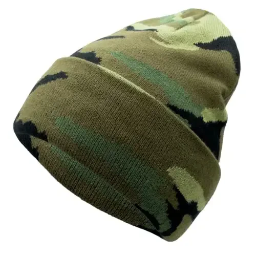 Unisex Knit Soft Warm Cuffed Beanie Hat Winter Camo Hats for Men Women 