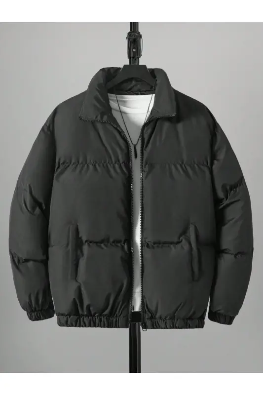 Unisex Oversize Black Waterproof Bomber Jacket - 2