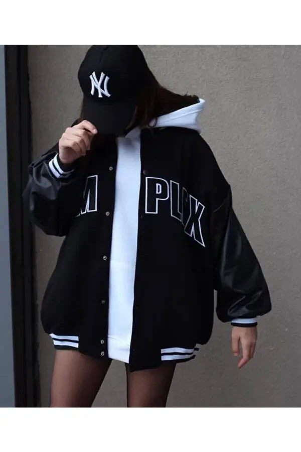 Unisex Oversize Qora Complex Yengli Charm Ko'ylagi - 2