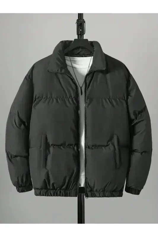 Unisex Oversize Qora Su O'tkazmaydigan Bomber Ko'ylagi - 1