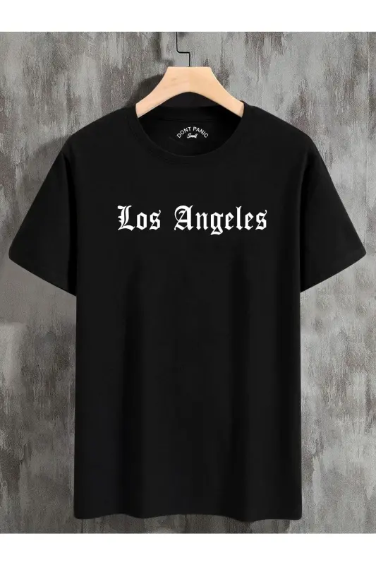 Unisex Oversize T-shirt Losangeles Sırt Baskı - gri-1 - 2
