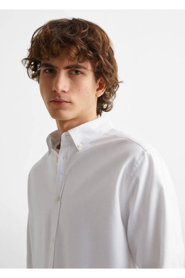 Unisex Oxford Gömlek-Beyaz - 5