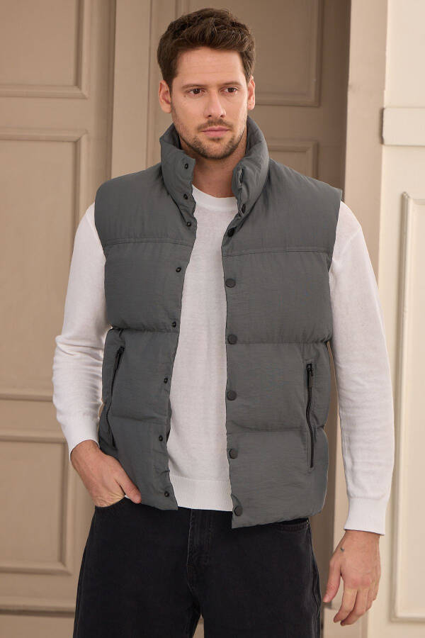 Unisex Padded Puffer Vest Anthracite - 3