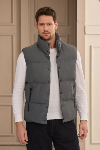 Unisex Padded Puffer Vest Anthracite - 5