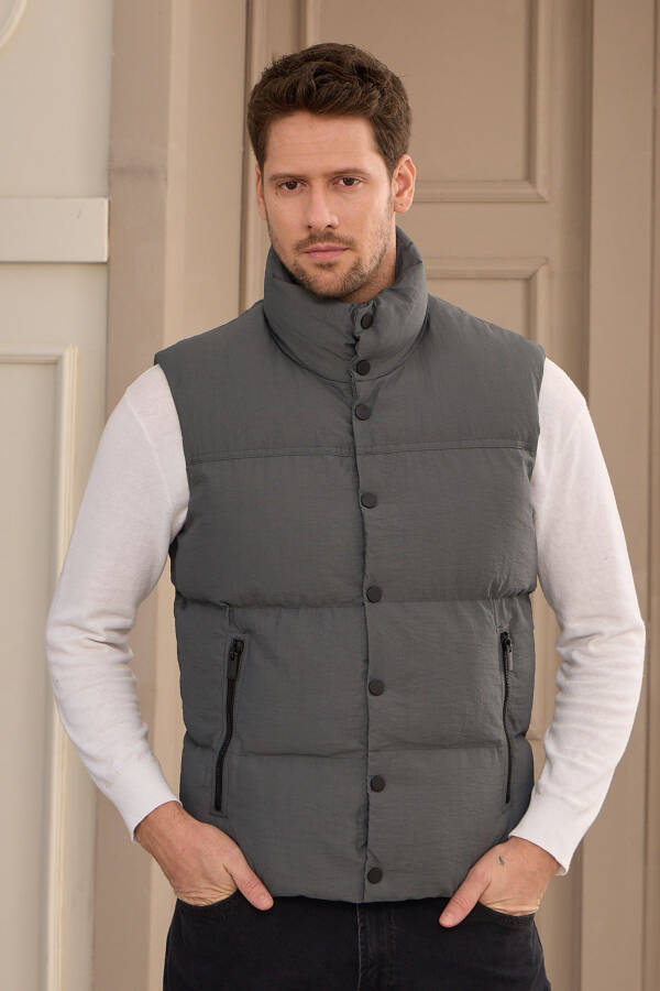 Unisex Padded Puffer Vest Anthracite - 6