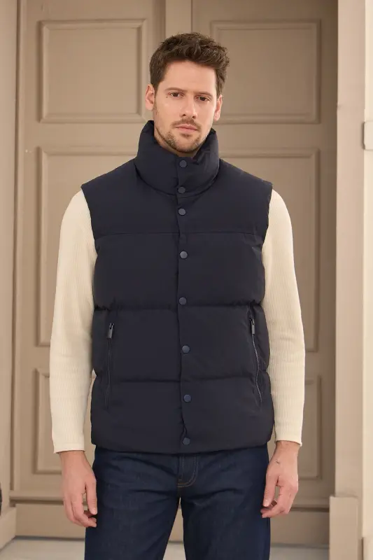 Unisex Padded Puffer Vest Navy-Navy - DANGER