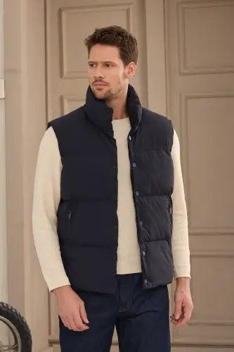 Unisex Padded Puffer Vest Navy-Navy - 3