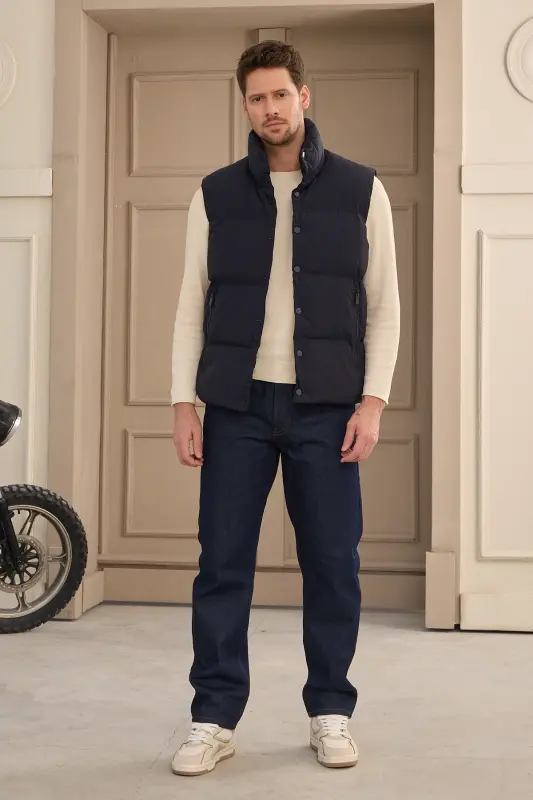 Unisex Padded Puffer Vest Navy-Navy - 5