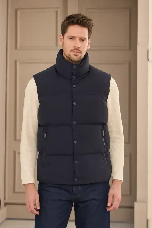 Unisex Padded Puffer Vest Navy-Navy - 1