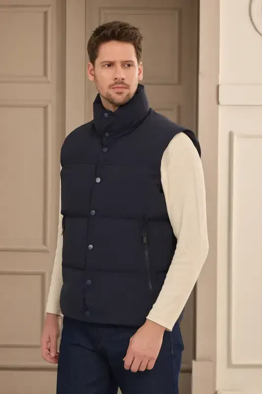 Unisex Padded Puffer Vest Navy-Navy - 4