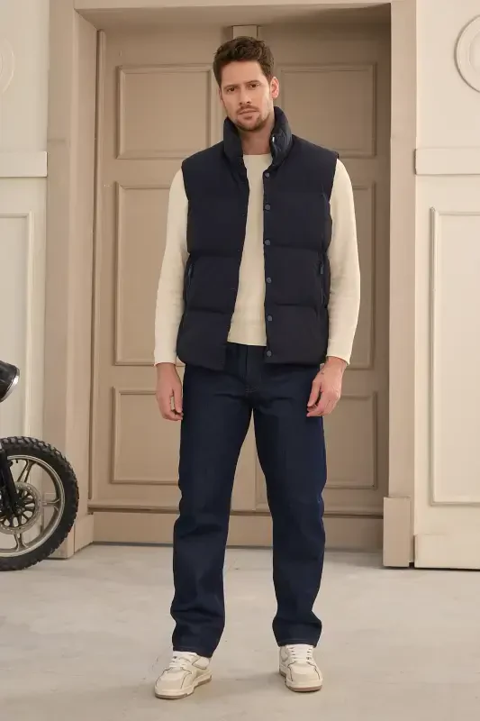 Unisex Padded Puffer Vest Navy-Navy - 5