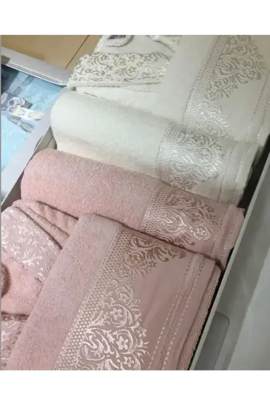 Unisex Pamuk Aile Bornoz Seti-Pembe - FIESTA