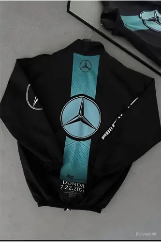 Unisex Parachute Fabric Oversize Digital Printed Black Windbreaker Raincoat - 4