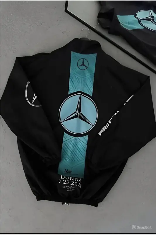 Unisex Parachute Fabric Oversize Digital Printed Black Windbreaker Raincoat - 4