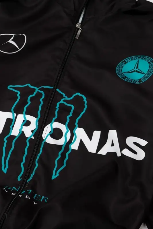 Unisex Parachute Fabric Oversize Digital Printed Black Windbreaker Raincoat - 5