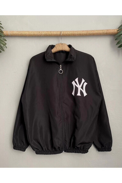 Unisex Parachute Fabric Oversize Digital Printed Black Windbreaker Raincoat - LUSHEN (1)